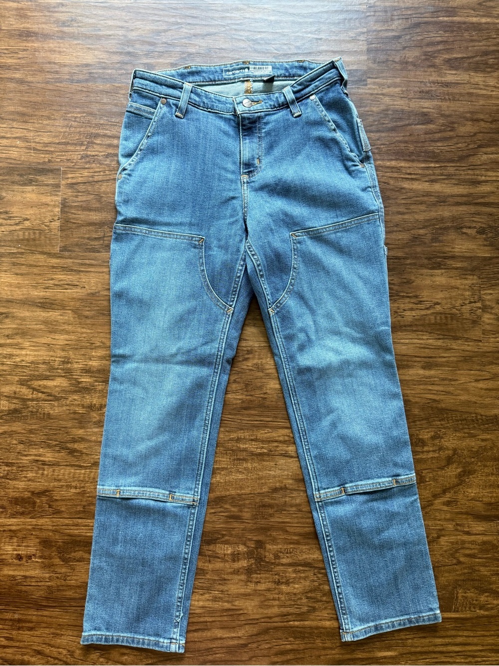 Carhartt women's Relaxed Fit Carpenter Jeans - Medium Blue Denim - Picture 2 of 13